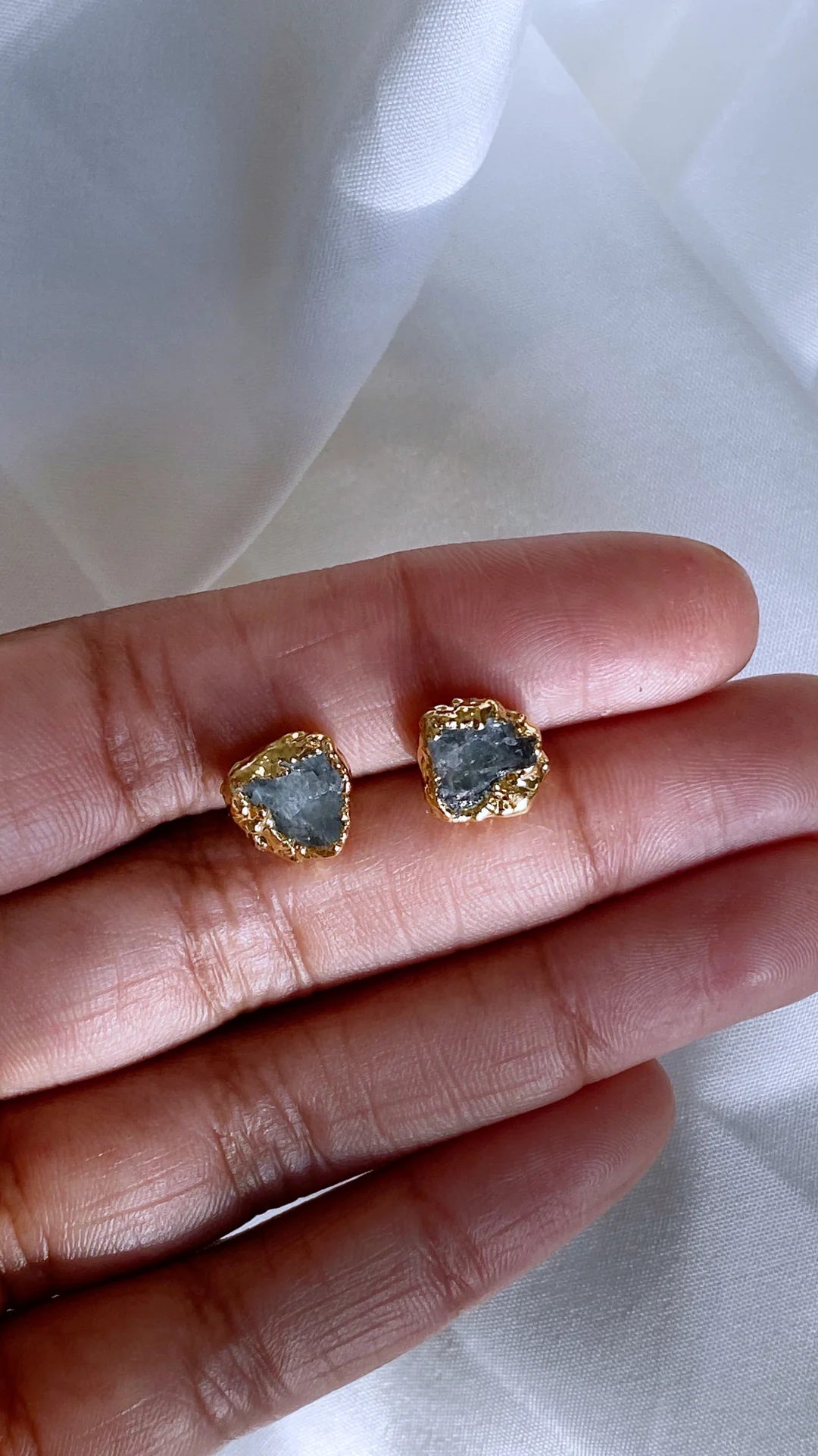 Raw Island Jewels Stone Stud Earrings - Aquamarine