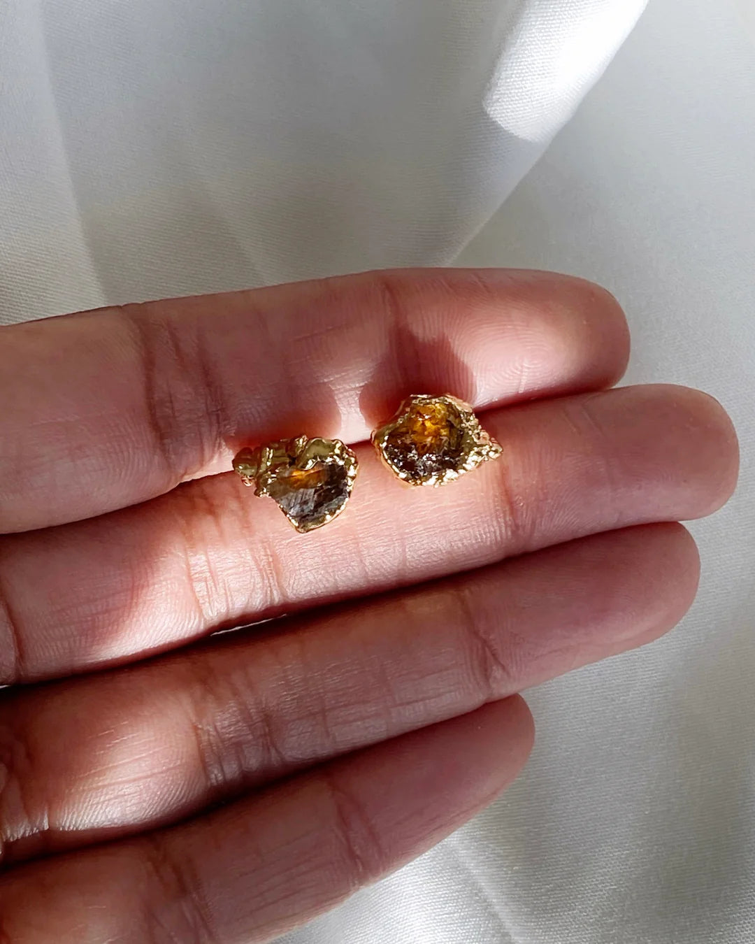 Raw Island Jewels Stone Stud Earrings - Citrine