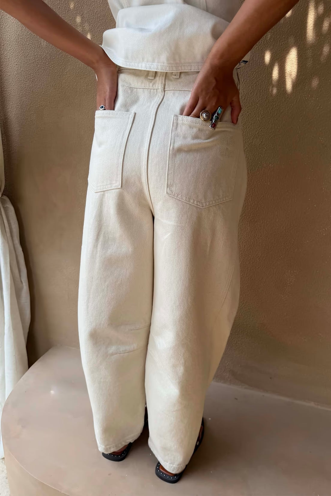 Never Fully Dressed Denim Barrel Leg Jeans - Dolce Vita Embroidered