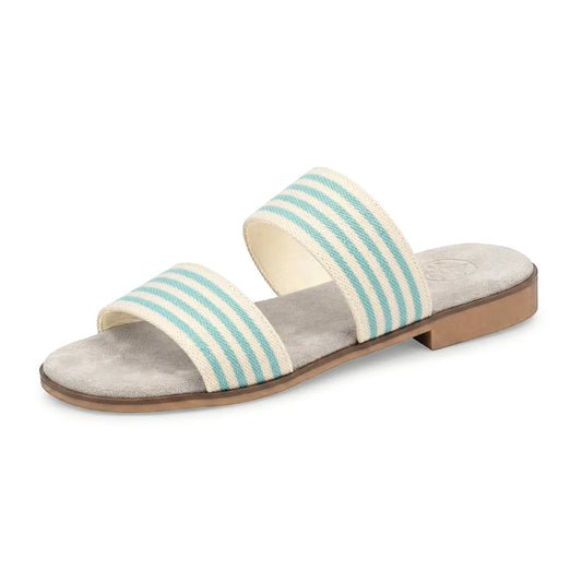 Charleston Shoe Co. Majorca - Aqua Linen Stripe