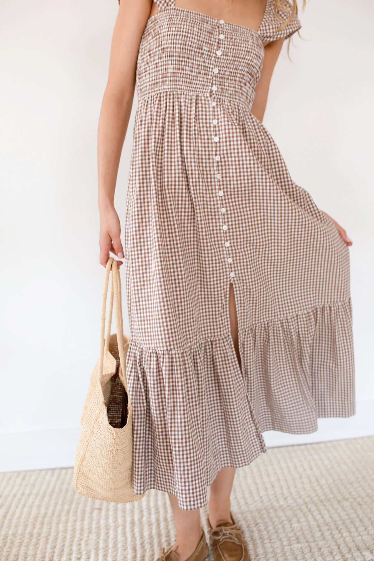 Marea Celine Dress - Mocha Mini Gingham