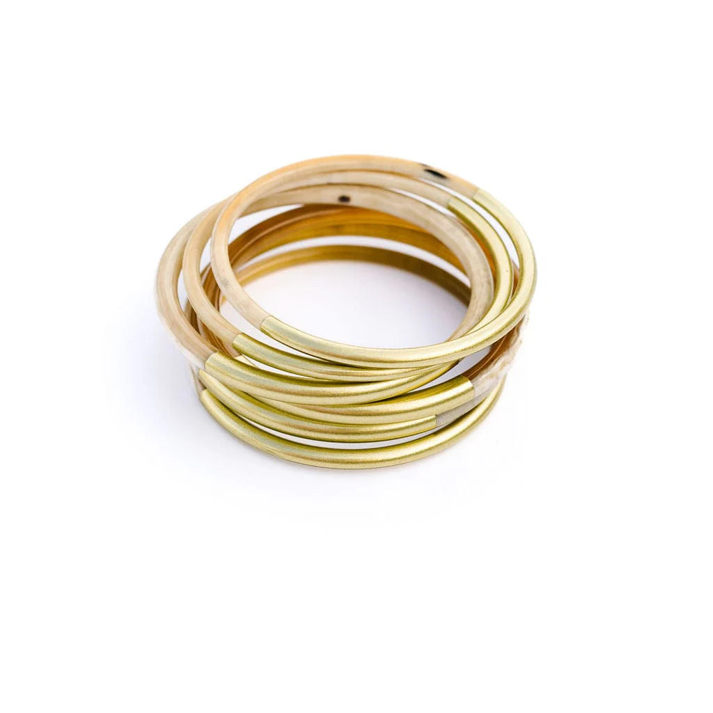 Sunshine Tienda - METALLIC GOLD MIX BANGLE SET