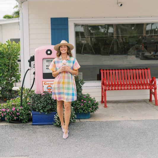 Sunshine Tienda Mini Dress - Rainbow Plaid Getaway