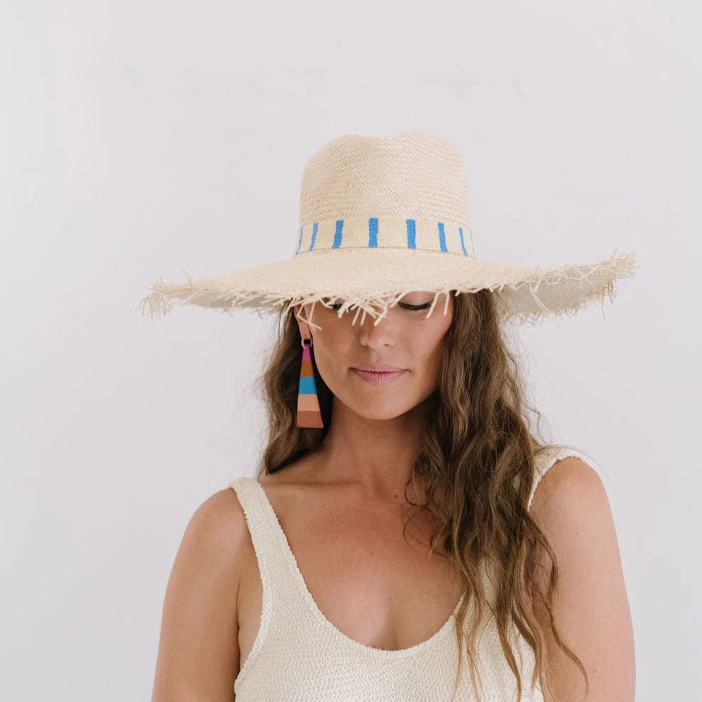 Sunshine Tienda Palm Hat Wide Brimmed Fringe - Susana