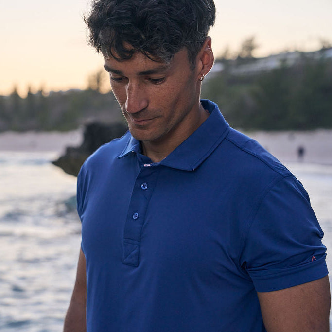 Men's Performance Polo - Reef Line Blue