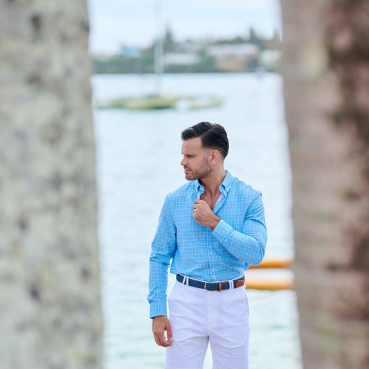TABS Men's Button Up Checked Shirt - Whale Bay
