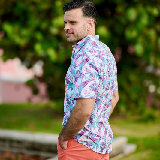 TABS Men's Short Sleeve Performance Shirt - Birds Of Paradise