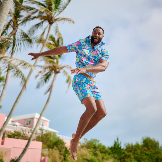 TABS Men's Short Sleeve Performance Shirt - Flowers & Moongate