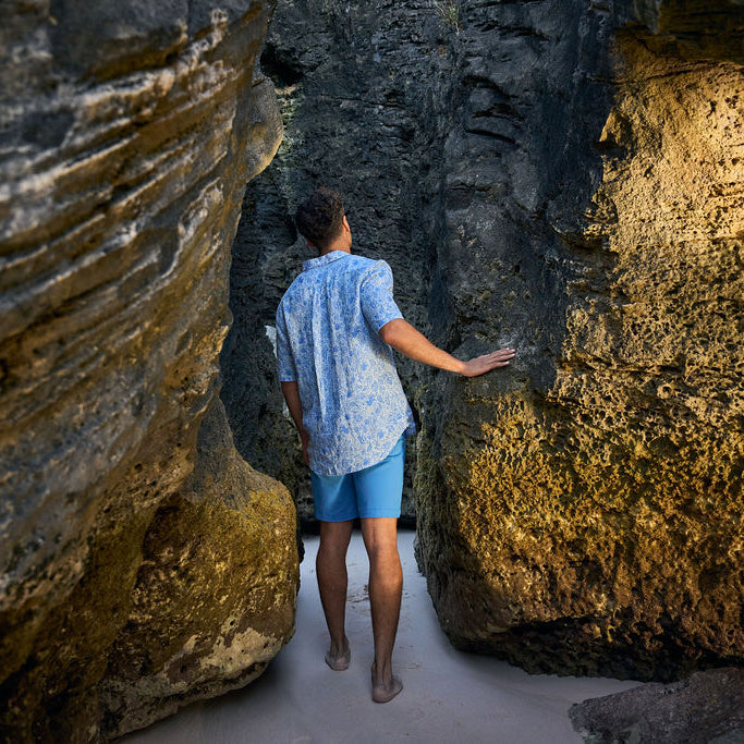 Men's Short Sleeve Linen Shirt - Song of the Sea