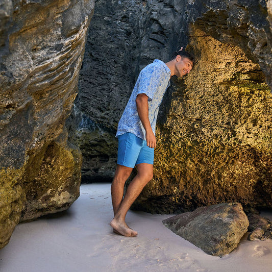 Men's Short Sleeve Linen Shirt - Song of the Sea