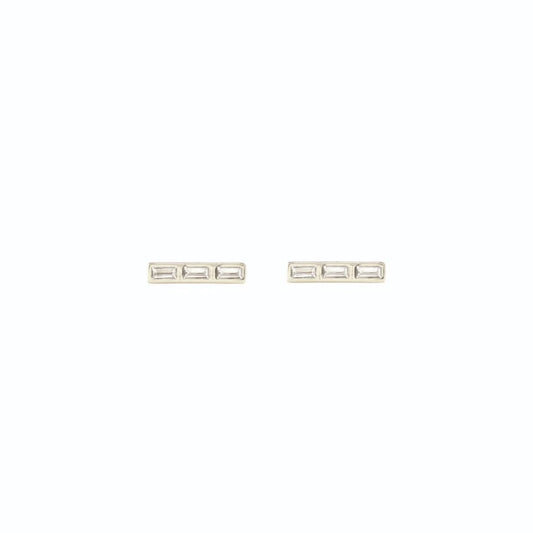 Kris Nations - Triple Baguette Bar earrings - Silver